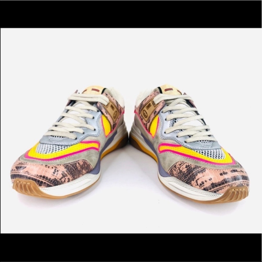 GUCCI Ultrapace Ace Snake Leather Distressed Suede 592348 Women Sneakers 34.5 - Picture 11 of 13